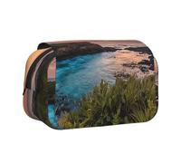WXWJSHMGC Sunrise Over Hanauma Bay Oahu Hawaii Print Pen Case Bag - Astuccio portatile a doppio strato per bambini, ragazze, ragazzi e adulti, Nero , Taglia unica, Beauty Case