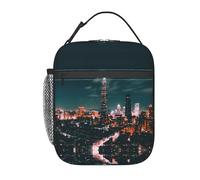 WXWJSHMGC Taipei - Borsa per il pranzo con stampa di paesaggi, riutilizzabile e impermeabile, borsa termica per il pranzo, con borsa a rete, per scuola, viaggi, picnic