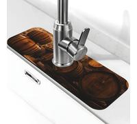 WXWJSHMGC Tappetino assorbente per lavello da cucina, con stampa di contenitore di quercia, per rubinetti da cucina, controsoffitti