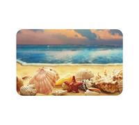 WXWJSHMGC Tappetino da bagno con stampa di conchiglie sulla spiaggia sabbiosa, antiscivolo, asciugatura istantanea, ecologico, in terra di diatomee, 50 x 80 cm