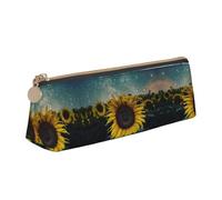WXWJSHMGC The Most Beautiful - Astuccio in pelle con stampa girasole, per penne stilografiche, portatile, grande capacità, per scuola secondaria, per ragazze e ragazzi
