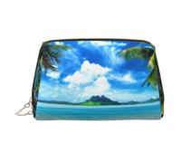 WXWJSHMGC The Sea Print Makeup Bag Borsa portatile in pelle impermeabile pochette per pennelli da trucco (17 x 10,9 cm), Oro, Taglia unica