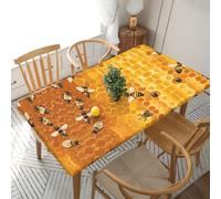 WXWJSHMGC Tovaglia rettangolare con ape sul pettine, con bordo elastico, impermeabile, per sala da pranzo, patio, feste (152 x 76 cm)