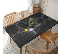 WXWJSHMGC Tovaglia rettangolare con motivo mare e albero nella notte, con bordo elastico, impermeabile, per sala da pranzo, patio, feste (152 x 76 cm)