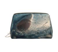 WXWJSHMGC Trousse per trucchi con stampa di squali che aprono le loro grandi bocche, borsa portatile in pelle impermeabile, pochette per pennelli da trucco (17 x 10,9 cm), Oro, taglia unica