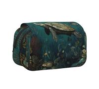 WXWJSHMGC Turtle is Slowly Swimming - Astuccio portapenne portatile a doppio strato, per bambini, ragazze, ragazzi e adulti