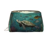 WXWJSHMGC Turtle is Slowly Swimming - Trousse portatile in pelle impermeabile, pochette per pennelli da trucco (17 x 10,9 cm), Oro, taglia unica