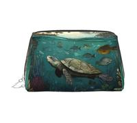 WXWJSHMGC Turtle is Slowly Swimming - Trousse portatile in pelle impermeabile, pochette per pennelli da trucco (17 x 10,9 cm), Argento, taglia unica