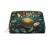 WXWJSHMGC Turtle is Slowly Swimming - Trousse portatile in pelle impermeabile, pochette per pennelli da trucco (17 x 10,9 cm), Argento, taglia unica