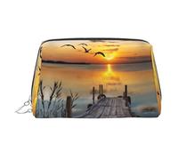 WXWJSHMGC Wild Goose by The Bridge, trousse portatile in pelle impermeabile, pochette per pennelli da trucco (17 x 10,9 cm), Argento, Taglia unica