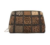 WXWJSHMGC Wild Zoo - Trousse per trucchi, portatile, in pelle, impermeabile, pochette per pennelli da trucco (17 x 10,9 cm), Oro, Taglia unica