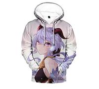 WXXT Felpa Cappuccio,Genshin Impact Ganyu 3D Pullover Anime Figura Game Character Stampata Casual Top