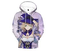 WXXT Felpa Cappuccio,Genshin Impact Lisa 3D Pullover Anime Figura Game Character Stampata Casual Top