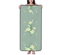 WXXWXD Asciugamano da bagno ultra morbido assorbente con gigli bianchi dei cartoni animati (68 x 140 cm) | Asciugamano in peluche ad asciugatura rapida per bagno, spa, palestra, spiaggia