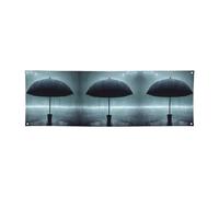 WXXWXD Banner natalizio stampato con ombrello nero sotto la pioggia - 61 x 180,3 cm, perfetto per feste e riunioni con gli amici.