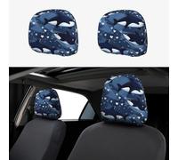WXXWXD Blue Killer Whale - Copertura per poggiatesta auto, confezione da 2, adatta per auto/SUV/camion/furgoni, ecc., per migliorare il comfort in auto
