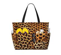 WXXWXD Borsa da viaggio da spiaggia stampata a righe su leopardi, perfetta per borse della spesa, piscine, palestre, shopping, borsa da spiaggia di grande capacità con cerniera,