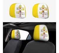 WXXWXD Copertura per poggiatesta auto con bandiera del Vaticano, confezione da 2, adatta per auto/SUV/camion/furgoni, ecc., per migliorare il comfort in auto