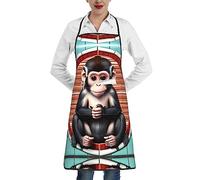 WXXWXD Il grembiule da cucina con stampa scimmia silenziosa, leggero e traspirante, adatto per barbecue, cottura, pulizia e lavori domestici