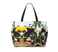 WXXWXD Panda di padre e figlio Borsa da viaggio da spiaggia stampata, perfetta per borse della spesa, piscine, palestre, shopping, borsa da spiaggia di grande capacità con cerniera,