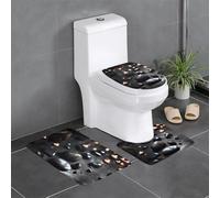 WXXWXD Set di 3 tappeti da bagno con stampa di pietre misteriose e cuori neri (3 pezzi) per vasca da bagno/cucina/porta, adatto per interni ed esterni