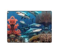 WXXWXD Sottomarino Shark Coral stampato tappetino 203 x 147 cm, coperta per comodino camera da letto - tappetino decorativo per sala studio
