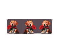 WXXWXD Striscione natalizio stampato con cane simile a un gentiluomo, 61 x 180,3 cm, perfetto per feste e riunioni con gli amici.