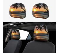 WXXWXD Sunset Beach - Copertura per poggiatesta auto, confezione da 2, adatta per auto/SUV/camion/furgoni, ecc., per migliorare il comfort in auto