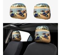 WXXWXD Turtles on the Beach - Copertura per poggiatesta auto, confezione da 2, adatta per auto/SUV/camion/furgoni, ecc., per migliorare il comfort in auto