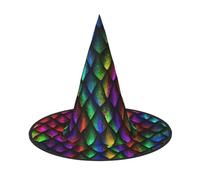 WXYBMDP Cappello da strega di Halloween con stampa a scala di drago, cappello da strega a punta, accessori per costume da festa per tutti i santi, nero, 1