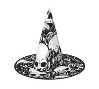 WXYBMDP Cappello da strega di Halloween con stampa teschio, cappello da strega a punta, accessori per costume da festa per tutti i santi