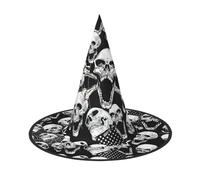 WXYBMDP Sfondo teschio Stampa Cappello da strega di Halloween, cappello da strega a punta, accessori per costume da festa per tutti i santi