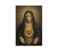 WXYZZB Poster moderno per la famiglia, decorazione da parete su tela, decorazione per la stanza, con la Vergine Maria con il cuore immacolato doloroso, stampa artistica, 60 x 90 cm, senza cornice