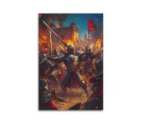 WXYZZB Squisita e moderna album fotografico di famiglia, stampa artistica da parete su tela, poster medievale di cavaliere battaglia, scena d'assedio intensa con guerrieri corazzati
