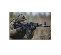 WXYZZB Squisita e moderna album fotografico di famiglia, stampa artistica su tela, stampa artistica da parete moderna con soldato militare con fucile, poster militare per appassionati