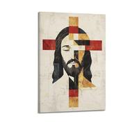 WXYZZB Squisita e moderna album fotografico di famiglia, su tela, stampa artistica da parete con immagine di Gesù cubista, con disegno a croce, per appassionati cristiani