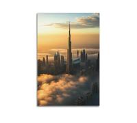 WXYZZB Squisito album fotografico moderno di famiglia, opera d'arte su tela, stampa artistica da parete moderna paesaggio urbano Dubai grattacielo all'alba poster