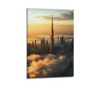 WXYZZB Squisito album fotografico moderno di famiglia, opera d'arte su tela, stampa artistica da parete moderna paesaggio urbano Dubai grattacielo all'alba poster
