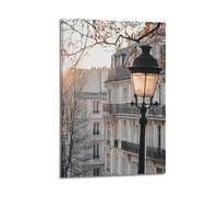 WXYZZB Squisito album fotografico moderno di famiglia, opera d'arte su tela, stampa artistica da parete, poster con paesaggio urbano francese con architettura parigina e lampione