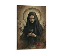 WXYZZB Stampa artistica da parete astratta minimalista su tela, poster horror con Vergine Maria gotica con dettagli insanguinati, decorazione per la casa, poster 50 x 75 cm