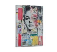 WXYZZB Stampa artistica da parete astratta minimalista su tela, poster pop art con volto umano che cattura lo sguardo, opera d'arte in stile urbano, decorazione per la casa, 30 x 45 cm