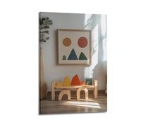 WXYZZB Stampa artistica da parete su tela astratta minimalista, poster geometrico minimalista per bambini, con forme colorate, decorazione per la casa, poster 30 x 45 cm
