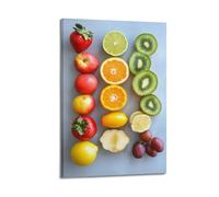 WXYZZB Stampa artistica da parete su tela astratta minimalista, poster minimalista con frutta, assortimento di frutta fresca e colorata, decorazione per la casa, poster 30 x 45 cm