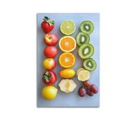 WXYZZB Stampa artistica da parete su tela astratta minimalista, poster minimalista con frutta, assortimento di frutta fresca e colorata, decorazione per la casa, poster 60 x 90 cm