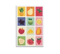 WXYZZB Stampa artistica da parete su tela astratta minimalista - Poster minimalista con frutta colorata assortita, decorazione per la casa, poster 30 x 45 cm