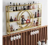 WXZXWXZX Portabottiglie Porta Bottiglie di Vino da Parete Cantinetta Vino con Porta Calici Porta Vini con Luce a LED Angolo Bar Mobile Bar per Casa Cucina Sala da Pranzo Bar(Gold,100cm/39.37in)