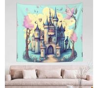 WXZYFP Arazzo decorativo da parete con castello delle fiabe 152,4 x 129,5 cm (orizzontale), con vari modelli e colori, consistenza morbida e durata