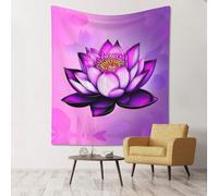 WXZYFP Arazzo decorativo da parete con fiore di loto viola, 152,4 x 129,5 cm (verticale), adatto per appendere alla parete, picnic, consistenza morbida, facile da organizzare
