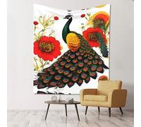 WXZYFP Arazzo decorativo da parete con fiore rosso pavone, 152,4 x 129,5 cm (verticale), adatto per appendere alla parete, picnic, consistenza morbida, facile da organizzare