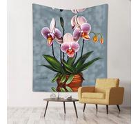 WXZYFP Arazzo decorativo da parete con orchidee in fiore, 152,4 x 129,5 cm (verticale), adatto per appendere alla parete, picnic, consistenza morbida, facile da organizzare